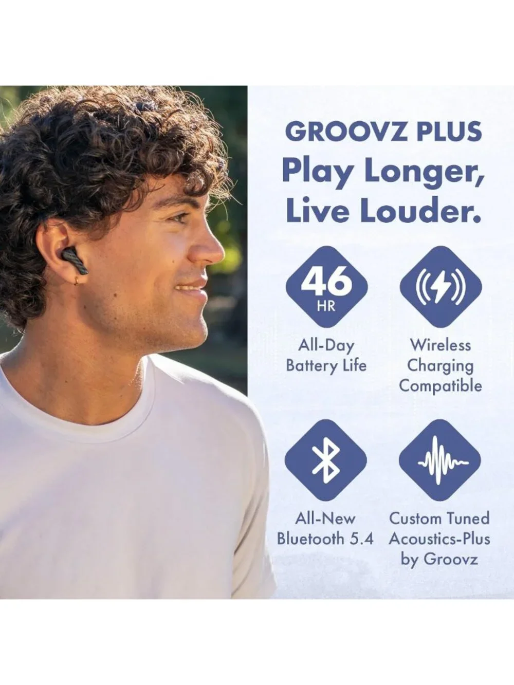 True Wireless Earbuds with Charging Case, IPX4 Water Resistant, 46Hr Battery